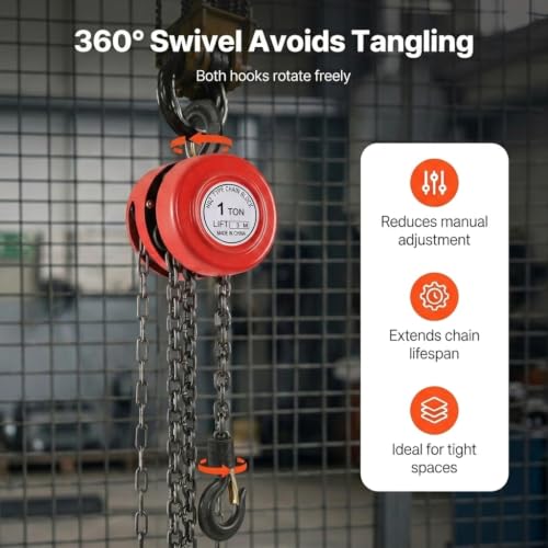 Image of Serplex Hand Chain Hoist with Chain 10 ft Lift for Garage Warehouse