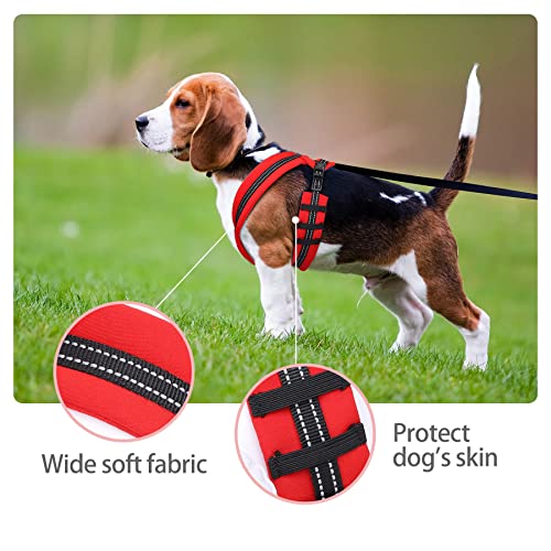 Marmuty No Choke No Pull Dog Harness For Small Medium Large Dogs,Ultra Lightweight Escape Proof Adjustable Quick Fit Soft Padded Reflective Dog Vest Harness No Pull Easy For Training Walk(Red Xs) #TOP3