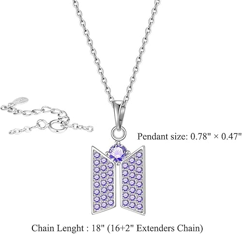 Miniatura 2 de KPOP - Collar con colgante Bangtan para niños, joyería de circonita cúbica para regalo de fanáticos del ejército, Zirconia cúbica, Circonia cúbica