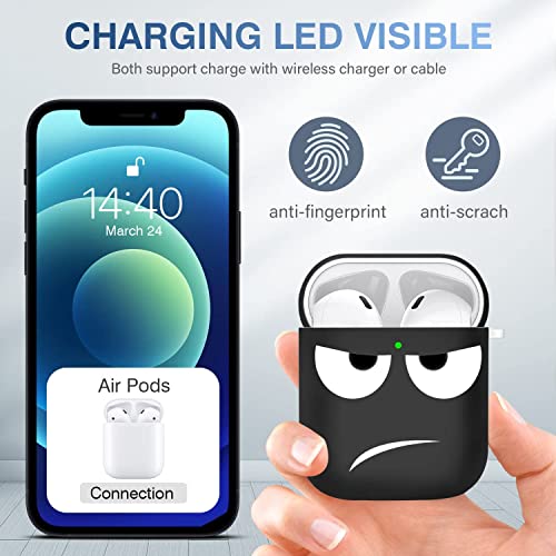 Image of Youtec for Airpods Case, Don't Touch Me for Airpods Cover with Keychain Soft Cute Shockproof Cover for Women Men Compatible with for Airpods 2 /1 Charging Case -Black