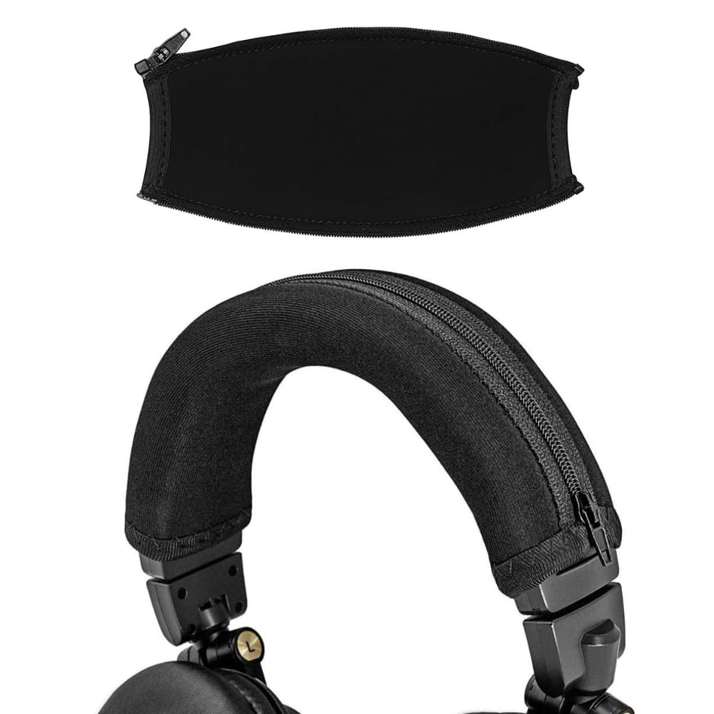 Crysendo Headphone Headband for ATH-M50 M50X M50S M50RD M40X M30X M20X Headphones | Soft Pad Replacement Headband | Neoprene Fabric Head Band Cover with Flexible Zipper Pad Protector (Black)
