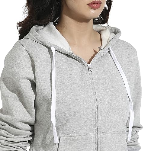 Image of PINACOLADA Women's Zip-Front Hoodie with Angled Open Pockets for Casual Wear | Hooded Neck | Long Sleeve | Zipper Closure | Cotton Sweatshirt Crafted with Comfort Fit for Everyday Wear