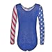 TFJH E One-Piece Girls Gymnastics Leotards Toddler Long Sleeve Ballet Dance Shirt Red Stripe USA Flag 146 Star 6A