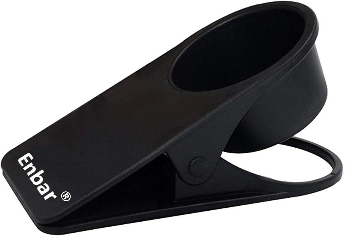 Enbar Drink Cup Holder Clip - Home Office Table Desk Side Huge Clip Water Drink Beverage Soda Coffee Mug Holder Cup Saucer Clip Design (Black)