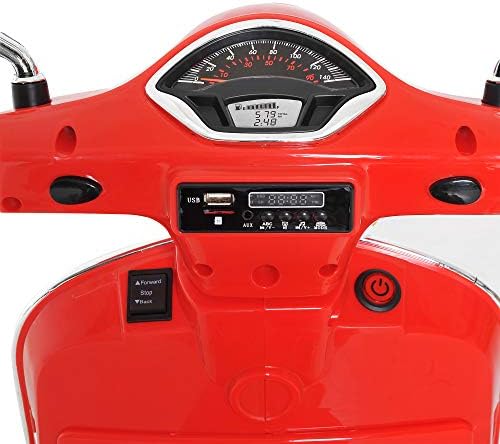 HOMCOM 6V Kids Electric Motorcycle Licensed Vespa Ride On Motorbike w/ MP3 Music LED Toy for 3-6 Years Old Red