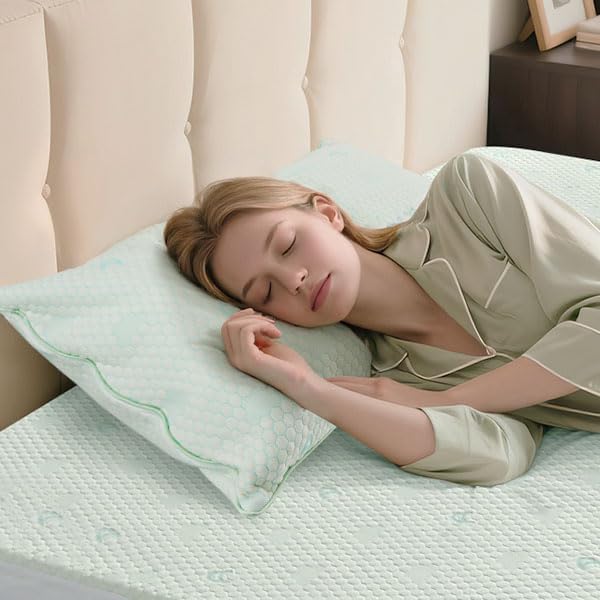 Miniatura 9 de ACCURATEX Juego de 2 almohadas refrescantes de espuma viscoelástica para dormir, tamaño Queen, almohadas esponjosas ajustables con funda extraíble,