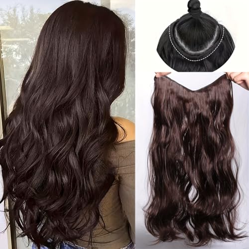 Image of Set of 1, Synthetic 24 inch 5ClipsBased Curly Wavy Hair Extension for Women (Natural Brown)