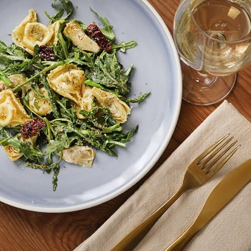 Image of Gibson Elite Pacifco Beach Plates and Bowls Sets, 12-Piece Stoneware Dinnerware Sets, Reactive Glaze Dish Set - Blue