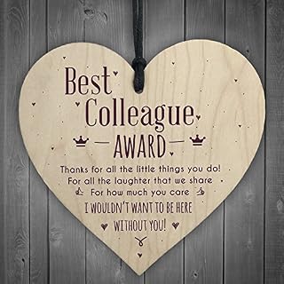 RED OCEAN Best Colleague Award Hanging Heart Plaque Work Friendship FRIEND Boss Sign Thank You Gift