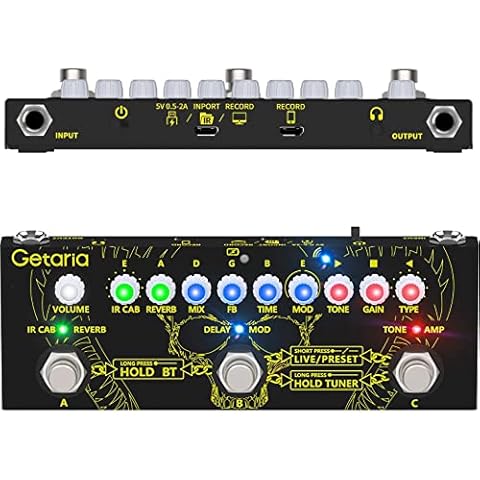 Getaria Multi Effects Pedal Processor Guitar Pedals Multi Effects combined Delay Reverb Effect Guitar Multi Effects Pedal with IR Loading Multi Effects Guitar Pedal for Electric Guitar Cover