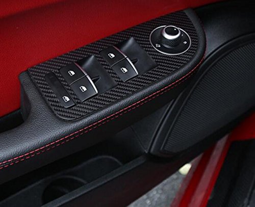 Yuwaton Car Interior Decoration Car Window Glass Lift Button Decals Carbon Fibe Sticker for Alfa Romeo Giulia 2017(Black)