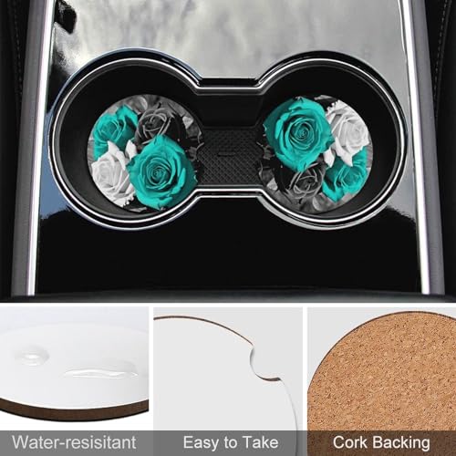 Portavasos para carro de madera con diseño floral, 2 piezas miniatura 5