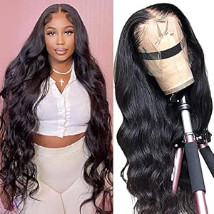 Body Wave Lace Front Wigs 13×4 HD Lace Frontal Human Hair Wig Lace Glueless Wigs Pre Plucked with Baby Hair 180 Density 24 Inch Brazilian Virgin Wigs for Women Natural Black