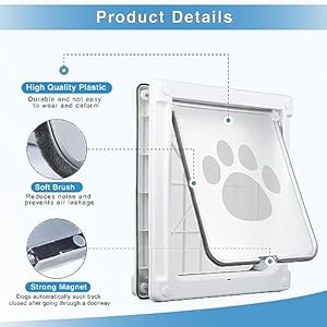   Medium-Dog-Doors-Plastic-Pets-Door-Doggy-Door-with-Magnetic-Locking-Panel-for-Home-Security-Automatic-Doggie-Door-Suitable-for-Small-Medium-Dogs-Cats-Easy-Install-Weatherproof-White