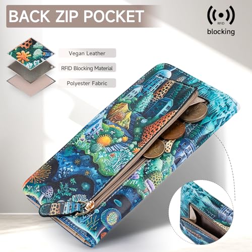 Slim Wallet for Women RFID Womens Wallet Leather ID Credit Card Holder whit Zipper Coin Pocket Bifold Wallet2