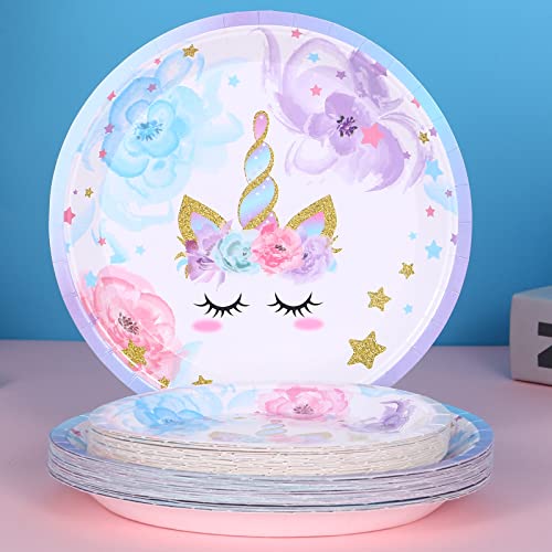 Liugusun Unicorn Party Supplies Rainbow Unicorn Plates And Napkin Sets For Baby Shower First Girls Birthday Party Decorations Afternoon Tea Pool Garden Party，Serves 24 #TOP3
