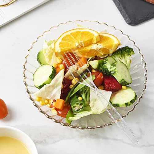 300 Crystal Clear Plastic Forks Heavy Duty Silverware Set Disposable Cutlery Fancy Serving Utensils Elegant Flatware Bulk Premium Tableware Sturdy Plasticware Party Dinner Holiday Serving Supplies