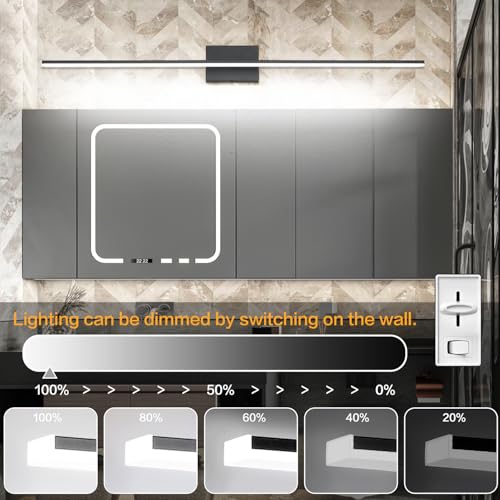 ZUZITO 40in Bathroom Light Fixtures Black Modern LED Vanity Lights Bar for Bathroom 5CCT Dimmable 28W Lighting Fixtures for Bath Wall by ZUZITO - Used condition - Image 3