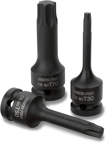 Miniatura 3 de NEIKO 01138B - Juego de llaves de vaso Torx Star de 12 pulgada  8 piezas  T30 a T70  3 pulgadas de longitud  Grado de impacto Cr-Mo