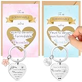 Jadive Geschenkset für Patin und Pate 2 Paten-Schlüsselanhänger 2 Rubbellose Patin-Anfrage 2 Kratzaufkleber 2 Umschlag Ankündigung Taufe Geschenk Weihnachten Geburt(Blumen)