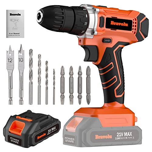 Perceuse-visseuse Sans Fil 21V Avec 2 Batteries - 3 Fonctions (perçage, Percussion, Vissage), 25 Couples, Kit 61 Accessoires