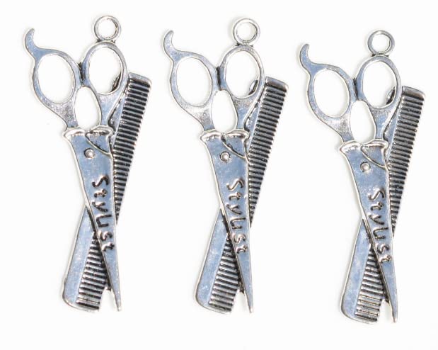 Silver Knight 5 x Stylist Hairdresser Charms, Scissors & Comb Charms, Jewelry Making Charms, Hairdressing Charms, Barber Charms, Keychains, Earrings, Necklaces, Bracelets, Findings, Beads, Clasps