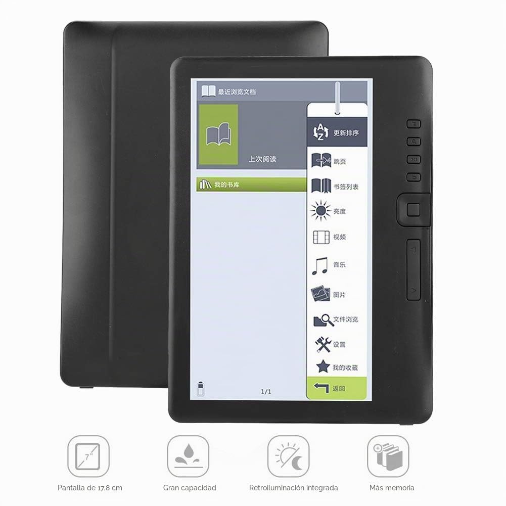 Lector de Libros electrónicos, 7 Pulgadas 480P Lector de Libros electrónicos sin Reflejo Lector electrónico a Prueba de Agua BK7019 para 7/10 para Vista para XP(RAM 8G)
