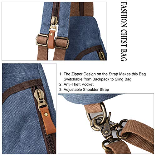 Kl928 Canvas Sling Bag - Small Crossbody Backpack Shoulder Casual Daypack Rucksack For Men Women Outdoor Cycling Hiking Travel (Mj-6881-Blue) #TOP3