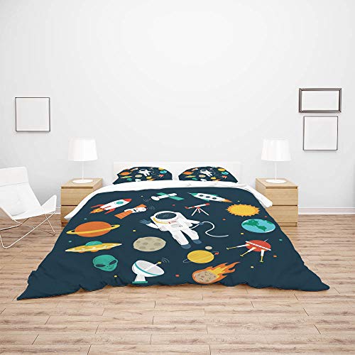 Parure de lit satellite anti-plis en polyester doux housse et taie