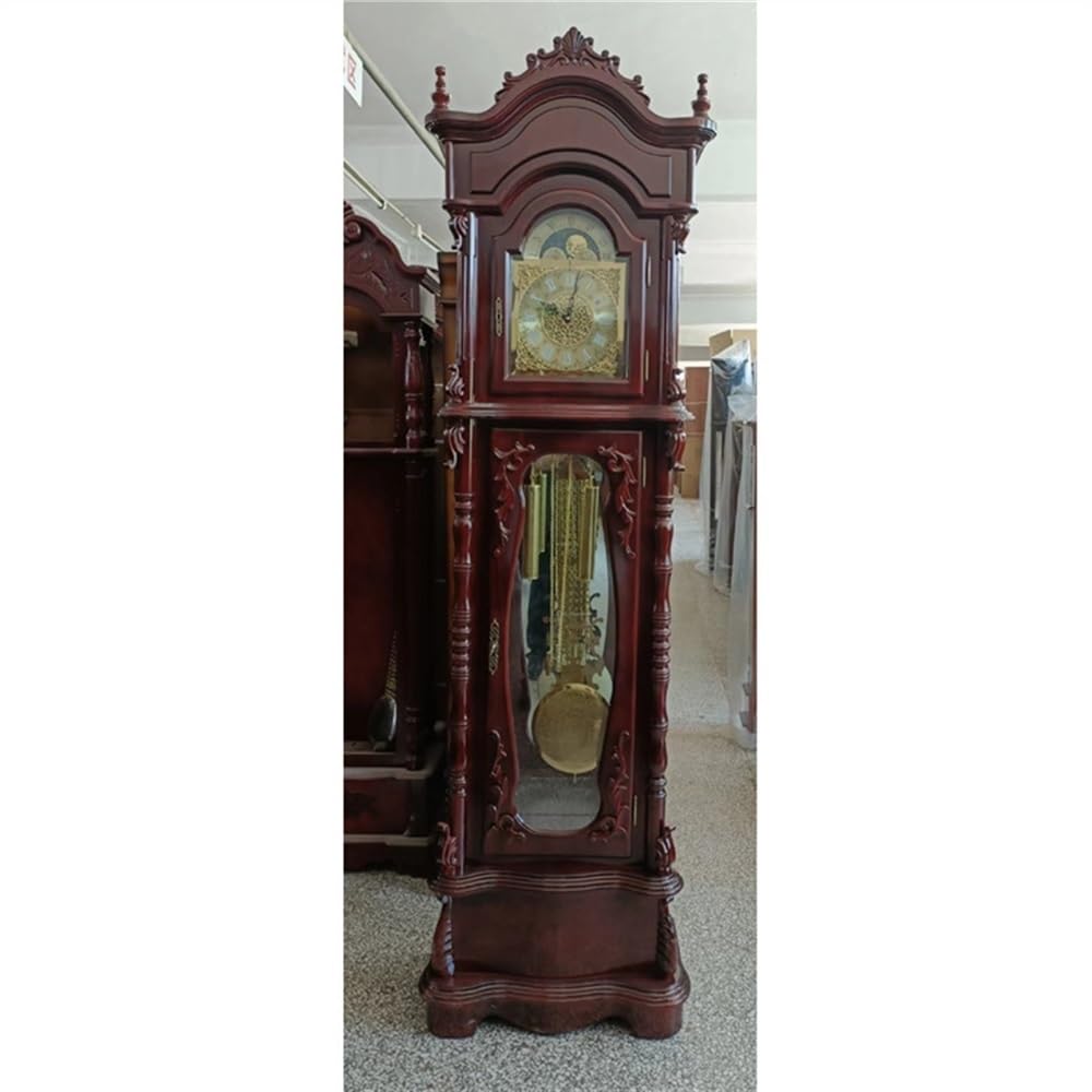 Reloj Vintage Reloj de pie Madera Retro Cuarzo, clásico, Hecho a Mano, Estilo Chino, Maciza, for Sala Estar, Reloj Grande Art Déco