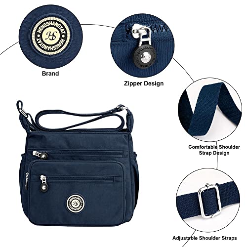 Milky Way Wasserdichte Damen-Umhängetasche, mit mehreren Taschen, verstellbarer Riemen, Crossbody-Handtaschen, lässige Segeltuch-Kuriertaschen, blau, Einheitsgröße