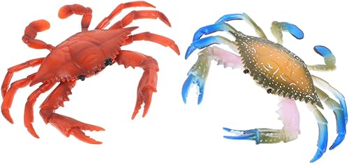 2Pcs Outdoor Garden PVC Crab Figurines Realistic Ocean Animal Models Sculptures for Balcony and Shop Decor
