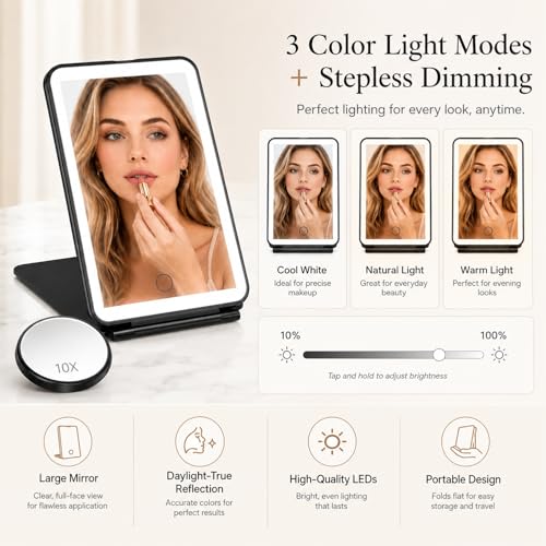 Espejo de Maquillaje Recargable con Luz LED Plegable miniatura 2