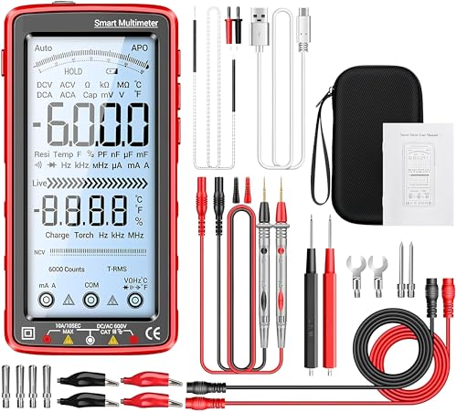 AYMBH 681 Rechargeable Digital Professional Multimeter – 6000 Count True RMS Auto-Scanning Tester with Non-Contact Voltage Detection, LCD Backlit Screen & Flashlight