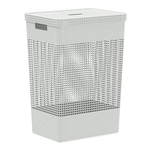 OU CESTO DE ROUPAS GRID COM TAMPA 49 L