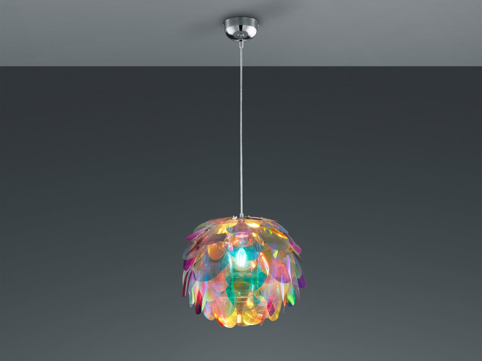 Reality Leuchten R30401069 Clover, lampa wisząca, akryl, E27, chrom, 40 x 40 x 150 cm
