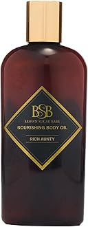 Brown Sugar Babe Rich Aunty Body Oil, Nourishing Skin Care with Almond, Avocado, Olive, Grape Seed and Turkish Rose Oils, Lightweight Body Oil for Women, Paraben Free, Made in USA