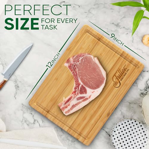 Tabla de Cortar de Bambú Fuller's - 12" x 9" para Cocina - Duradera, Amigable con Cuchillos y Fácil de Limpiar - Con Ranura para Jugos y Asas Laterales para Preparación y Servicio de Alimentos miniatura 6