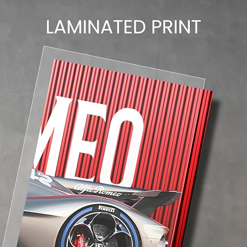 Image of Posternet Super Car Split Poster Set, 12 inch x 18 inch, Split Design Wall Decor Posters For Bedroom, Living Room, Office. (Alfa Romeo)