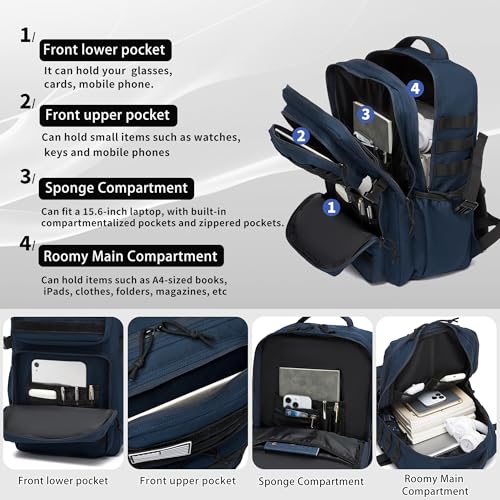 Image of Wotony Military Tactical Backpack for Men Waterproof Daypack 3 Day Assault Pack Molle Bag with Water Bottle Holder