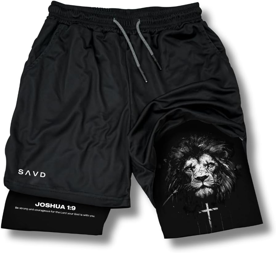 SAVD Christian Performance Shorts Men’s: Gym Shorts with Liner