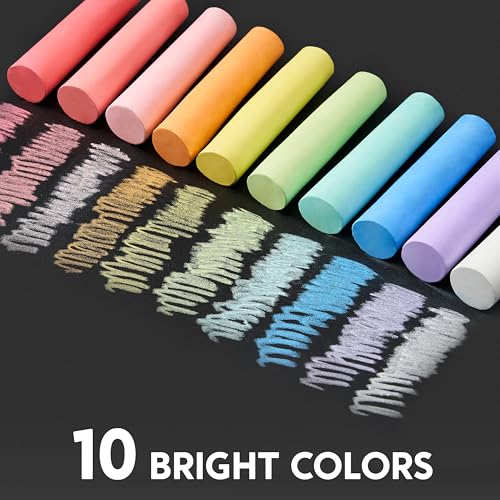 Image of JOYIN 60 PCS Sidewalk Chalk Set (10 colors), Non-Toxic Washable Outdoor Jumbo Chalk Set for Painting on Chalkboard, Art Play and Playground Toy