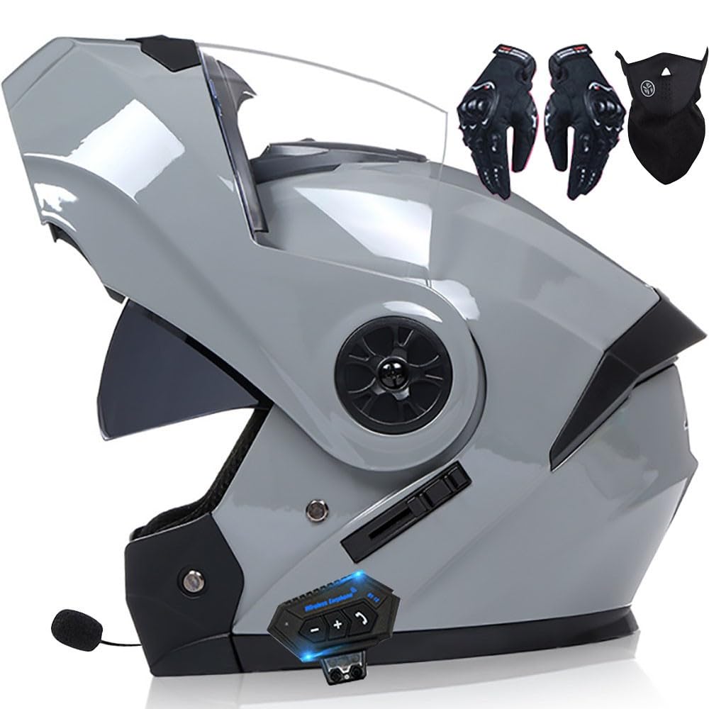 Byroads Men's H Motorcycle Elmet Flip-Up Modular Elmets Wit Bluetoot,Dot/Ece Approved Elmet Full Face Motorbike Elmet Scooter Elmet Cras Helmet Double Anti-Fog Visors Ideal For Wo