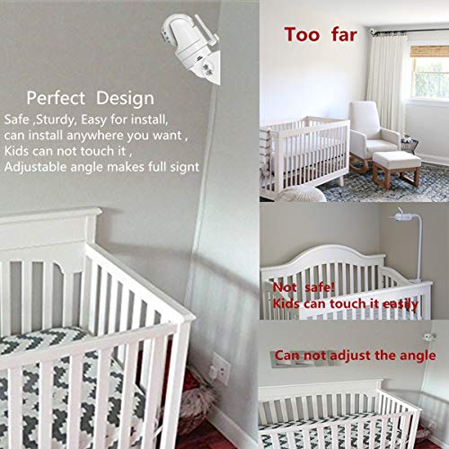 Baby Monitor Wall Mount for Infant Optics DXR-8,Adjustable Angle Mounting Brackets for Motorola,Babysense,HelloBaby and Most Universal Camera Stand Indoor Wide Angle Aluminum Alloy Material(White) - Thumbnail 7