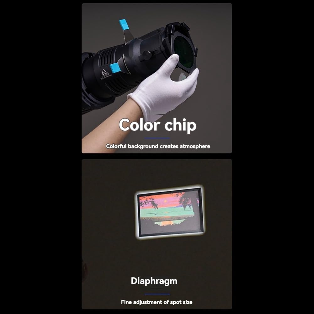 Focalize - Condensador cónico para fotografía Bowens Mount con formas geométricas integradas de hojas y filtro gobo de 19°