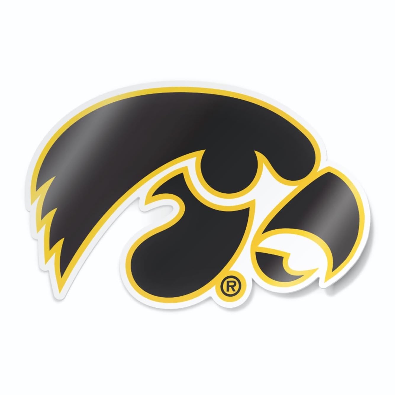 University of Iowa Haweyes Tigerhawk Black and Gold Weatherproof Vinyl Sticker Car Decal from Nudge Printing