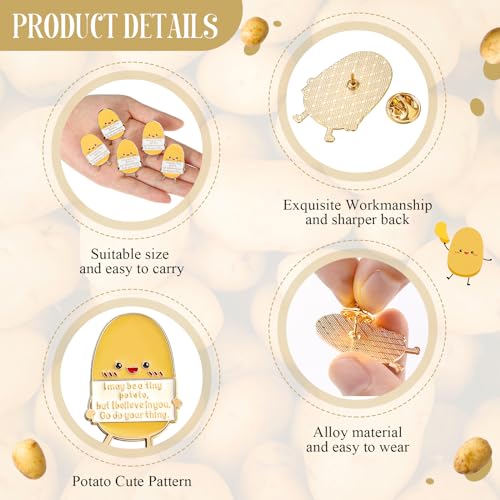 Image of Ecation 12 Pcs Positive Potato Tiny Enamel Pins Cute Motivational Lapel Pins with Positive Quotes, Funny Gifts for Women, Friends, Backpacks & Jackets