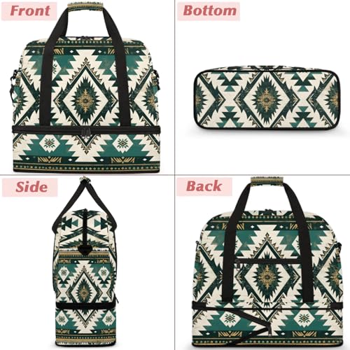 Large Travel Duffel Bag for Women Men Ethnic Bohemian Colorful Gym Bag Weekender Overnight Bags With Shoe Compartment Foldie Travel Tote Bag Carry On Personal Item Bag for Travel Gym Sports3