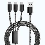 [Ultra Long Life] El robusto conector de aluminio asegura una larga vida útil y garantiza una conexión perfecta. El cable de carga multiUSB de nylon trenzado resistente a los enredos ha soportado más de 10.000 curvas en las pruebas.