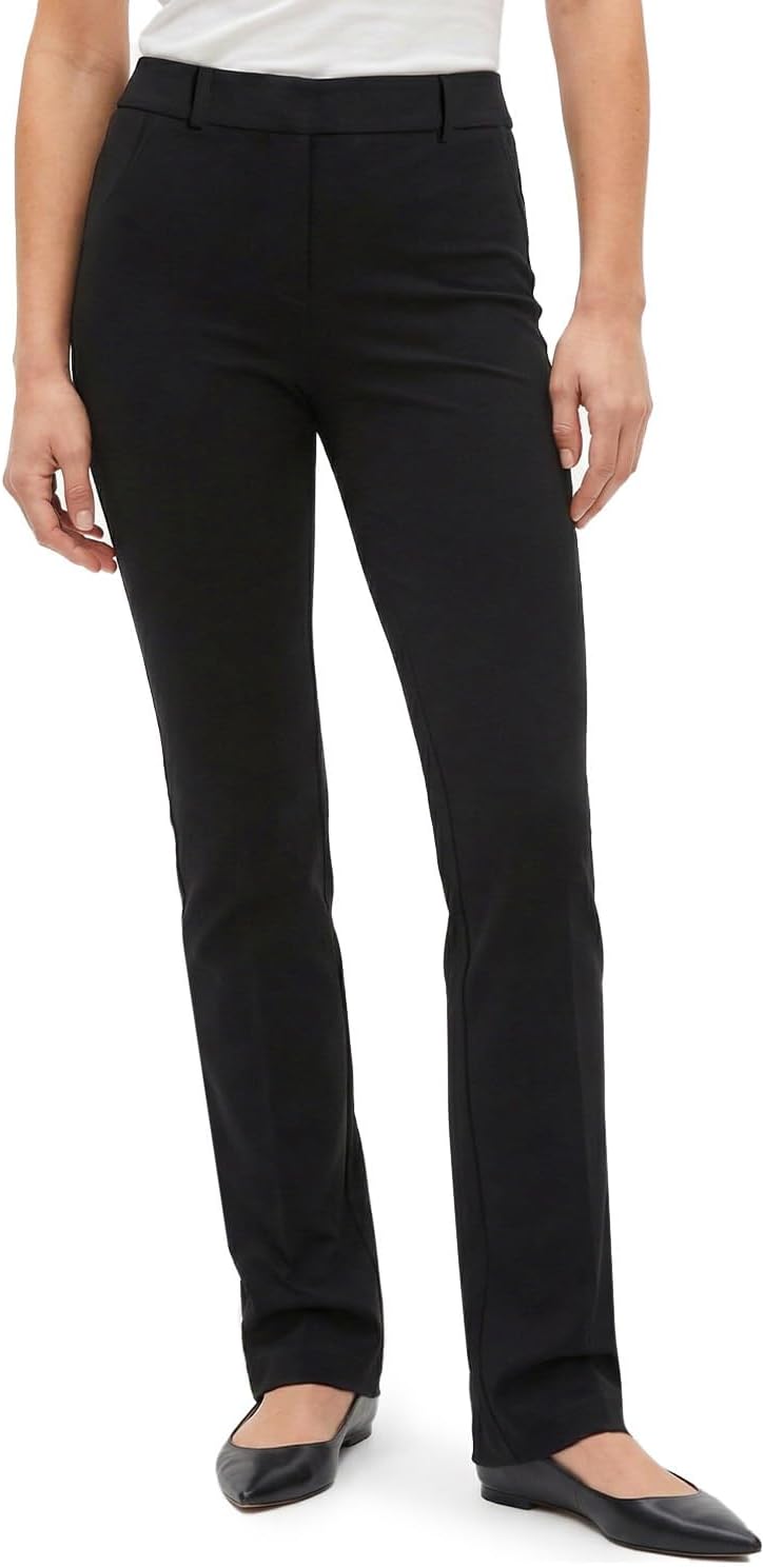 Zylioo Tall Women's Stretch Dress Pants 32" 34" Inseam, Slim Fit Office Work Pants with Slim Straight Leg Business Trousers Black